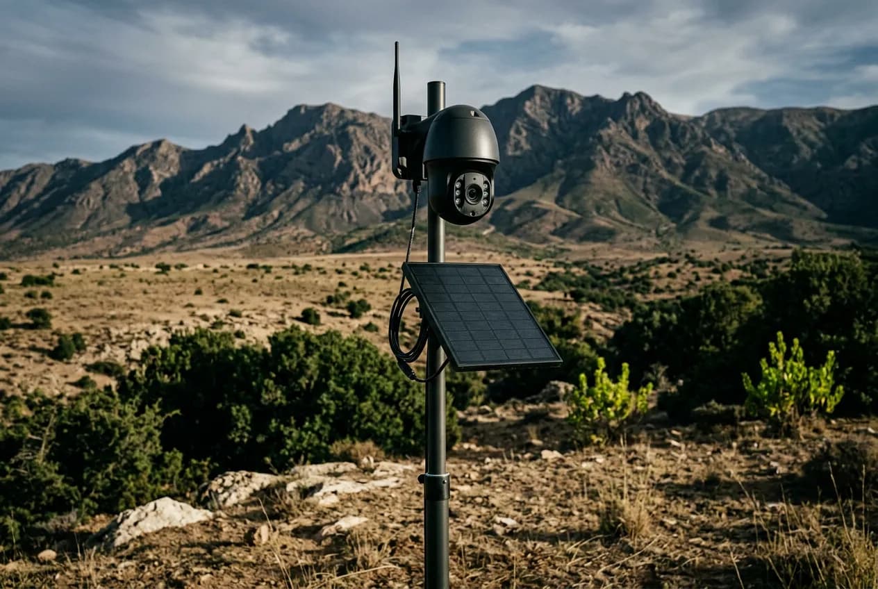 Caméra 4G sans fil Hikvision avec antenne, fond neutre