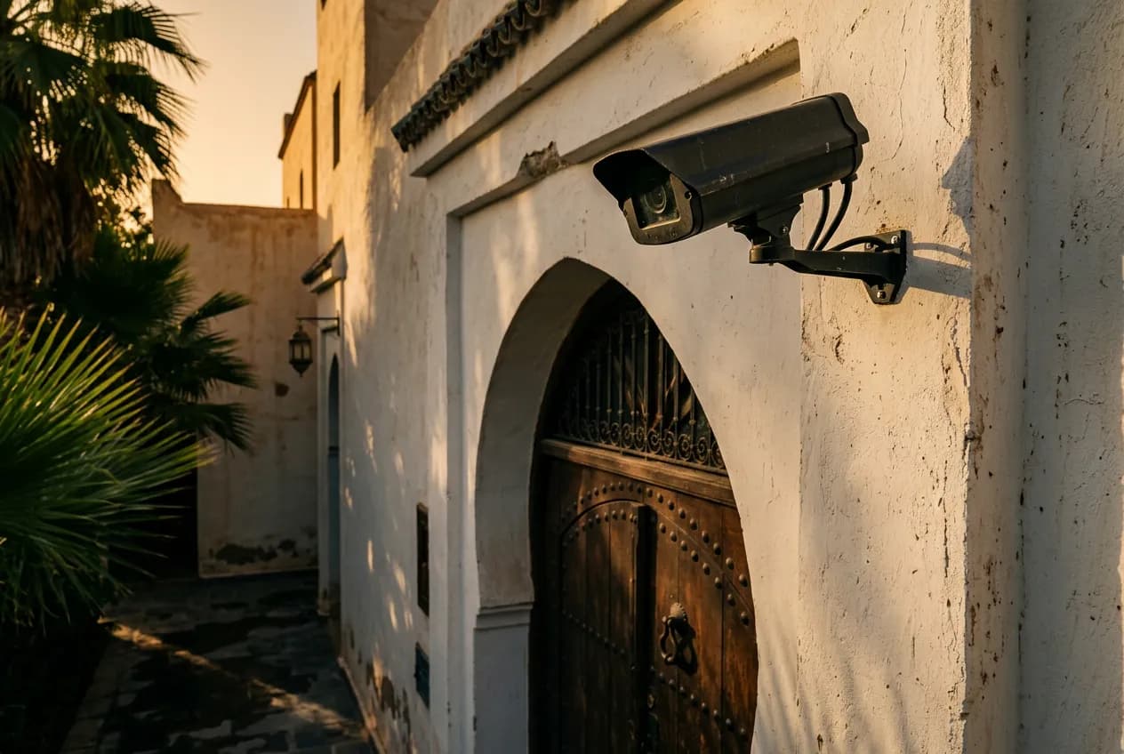 Caméra bullet extérieure Hikvision ColorVu sur façade, fond neutre